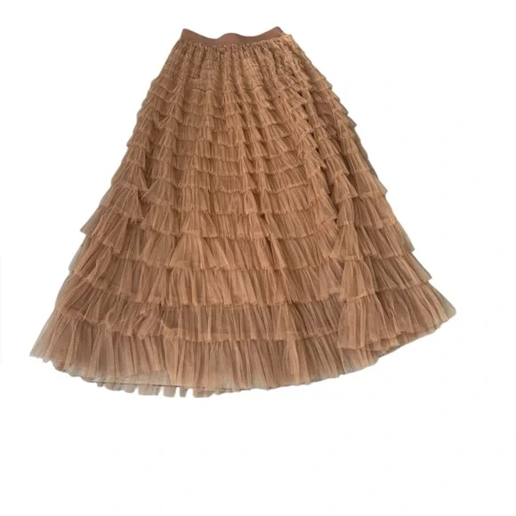 Camel Color Tulle Skirt- Fully Lined - Picture 2 of 3